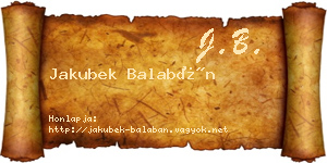 Jakubek Balabán névjegykártya
